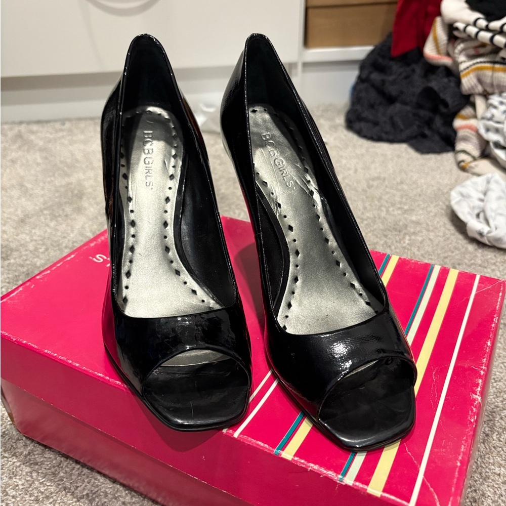 Elegant Black Peep-Toe Heels
